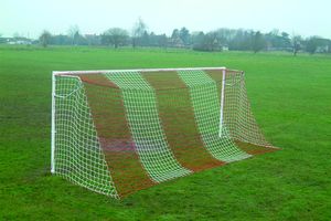 Red and White striped football goal nets
