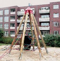 Pyramid made with climbing nets