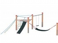 Typical playground equipment with climbing nets