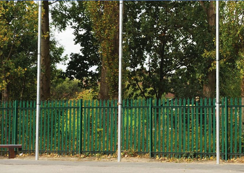 steel ball stop posts with netting