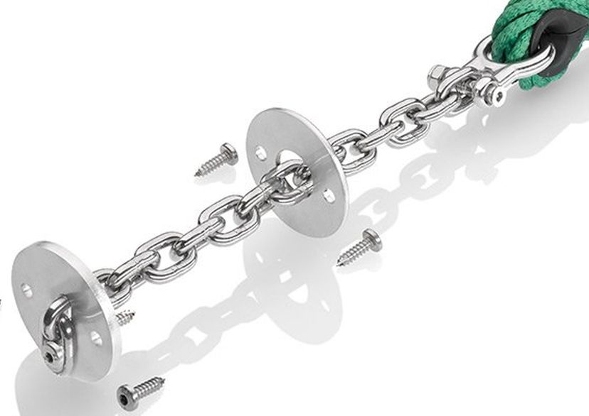 Stainless steel M8 chain shackle, incl. chain