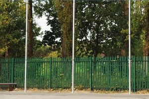 steel ball stop posts with netting