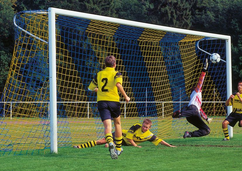 Full Size Continental Football Goal Nets - 2 Colour Diagonal Stripe