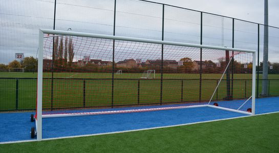 senior football goal with net and wheels