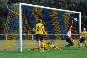 Full Size Continental Football Goal Nets - 2 Colour Diagonal Stripe