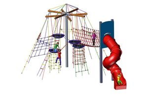 Birds nets tree with bridge and spiral slide