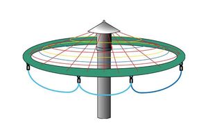 Spinning toadstool with steel mast, set in concrete
