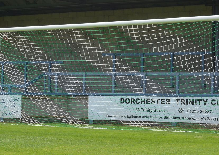 green and white senior goal nets