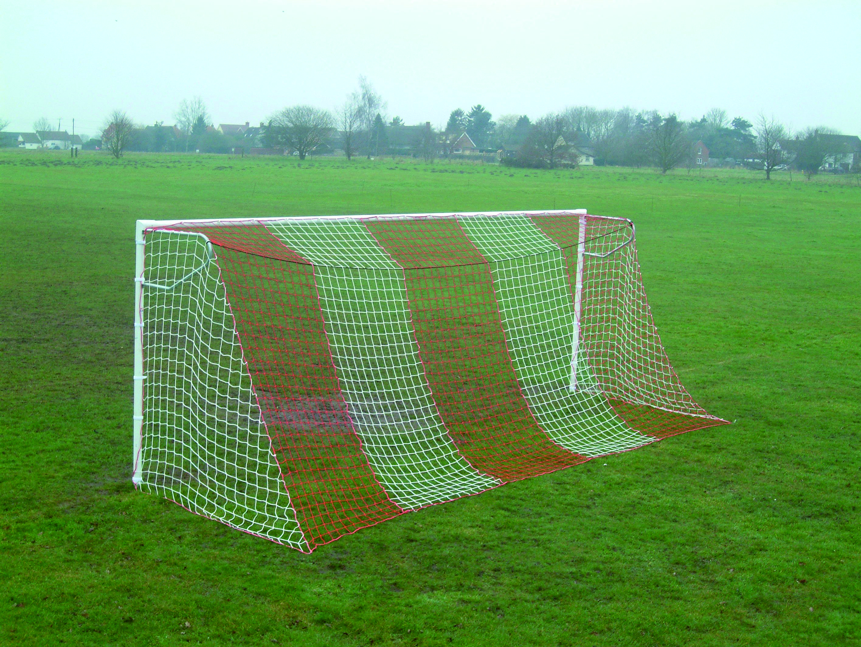 16' x 7' 9Vs9 (9-a-side) Football Nets - 2 Colour Vertical Stripes